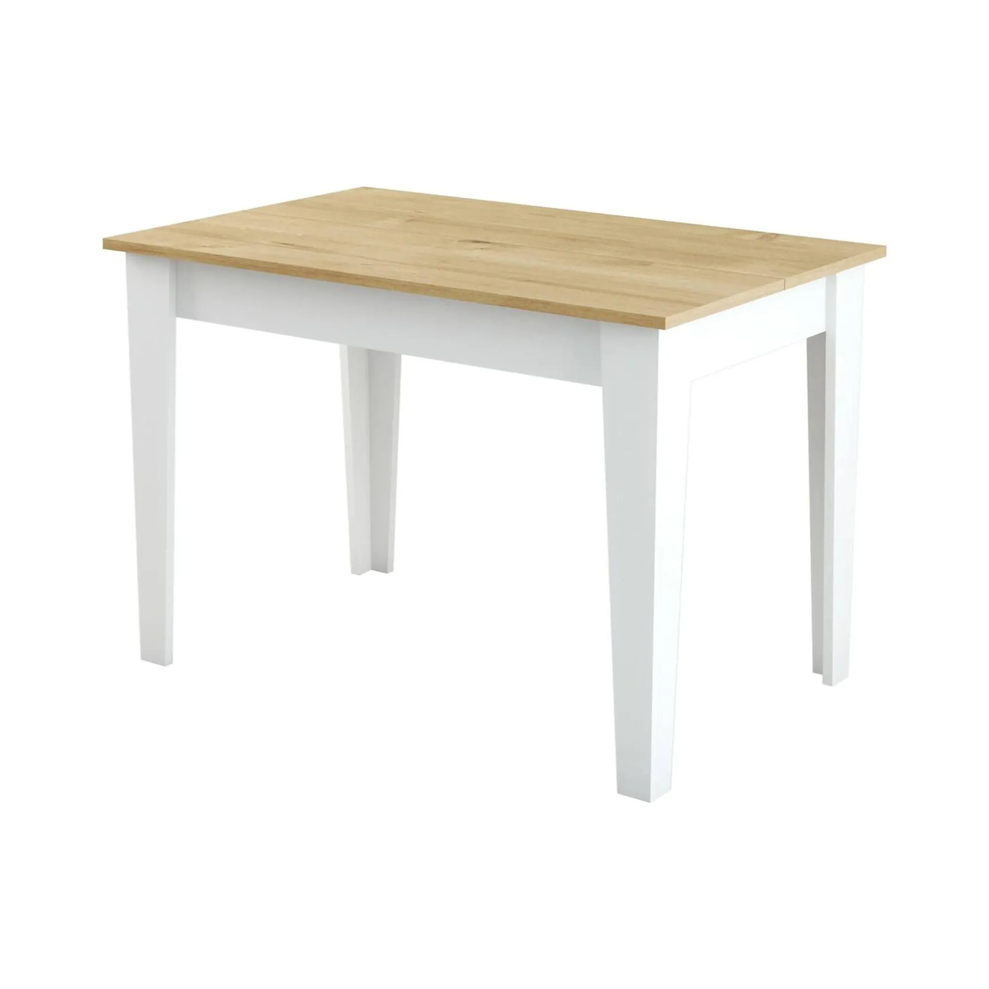 Tavolo fisso Dpanzanat, 110x72 h75 cm, Bianco e Quercia<Dmora Cheap