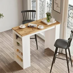 Tavolo fisso Dportanov, 120x52 h102 cm, Quercia e Bianco<Dmora Online