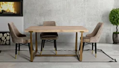 Tavolo fisso Kazimir, Oro e Marrone, 150x90 h78 cm<Dmora Cheap