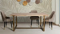 Tavolo fisso Kazimir, Oro e Marrone, 180x90 h78 cm<Dmora New
