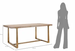 Tavolo fisso Kazimir, Oro e Marrone, 180x90 h78 cm<Dmora New