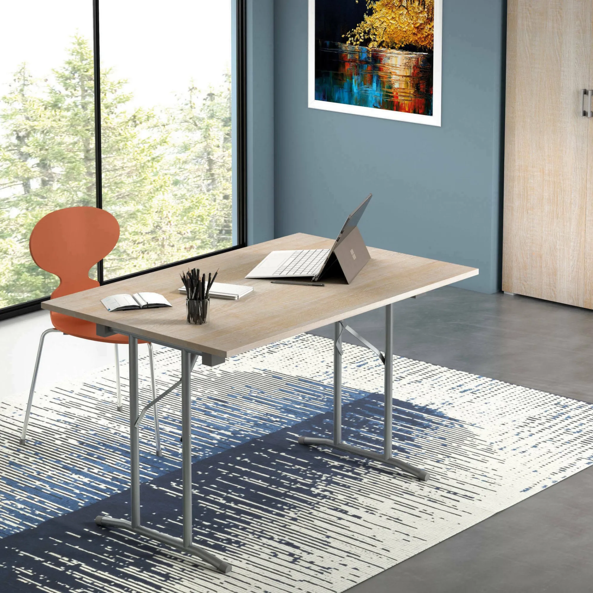 Tavolo pieghevole Aliena, 125x75h80 cm, Rovere e Grigio<Dmora Hot