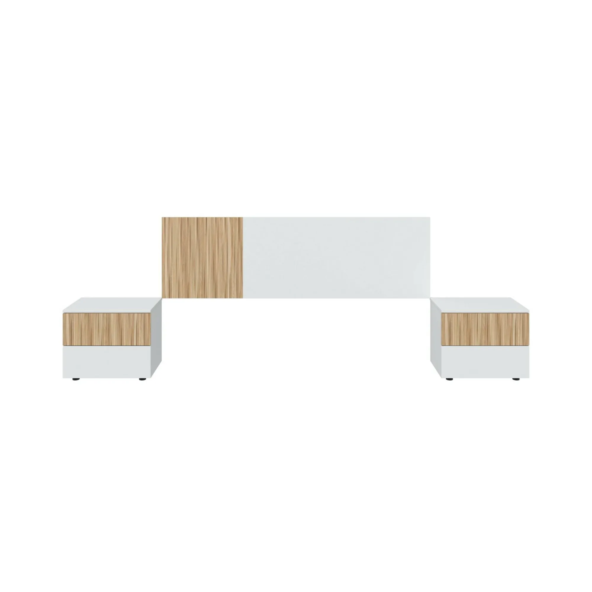 Testiera letto Armony, 266x34h89 cm, Bianco e Rovere<Dmora Hot