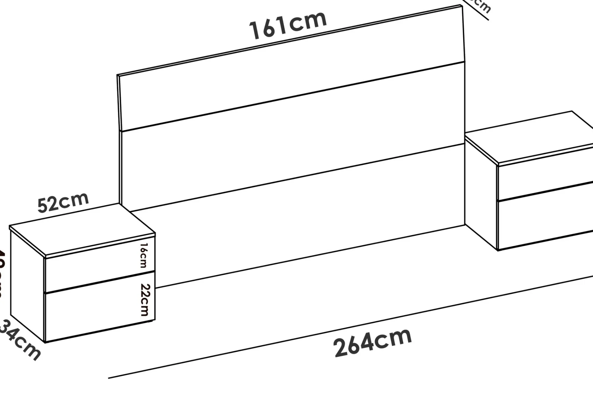 Testiera letto Dcelja, 161x4h100 cm, Bianco e Rovere<Dmora Sale