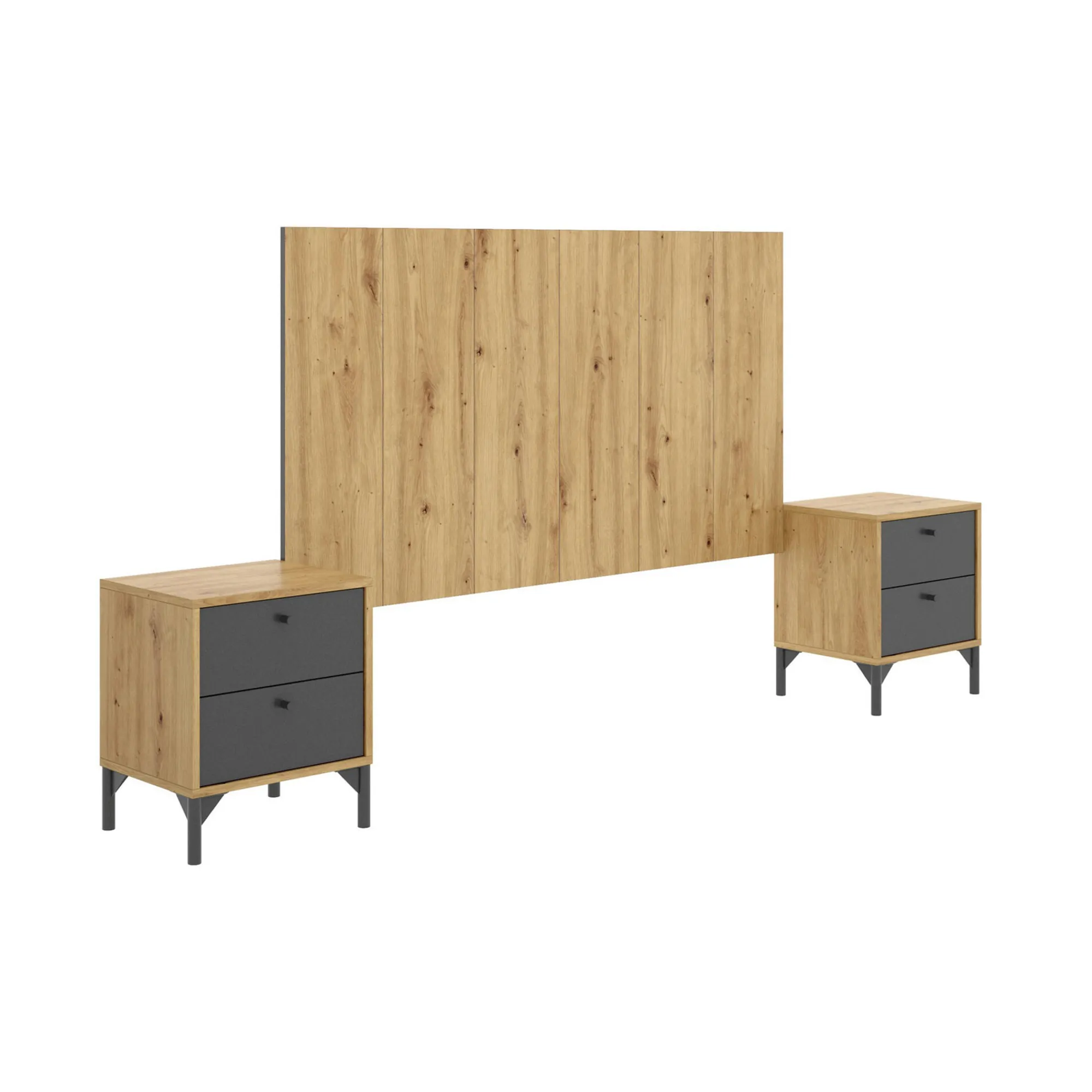 Testiera letto Dlinar, 244x37h127 cm, Rovere e Antracite<Dmora Flash Sale