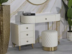 Toeletta Guidobono, 120x40 h75 cm, Bianco e Oro<Dmora Online