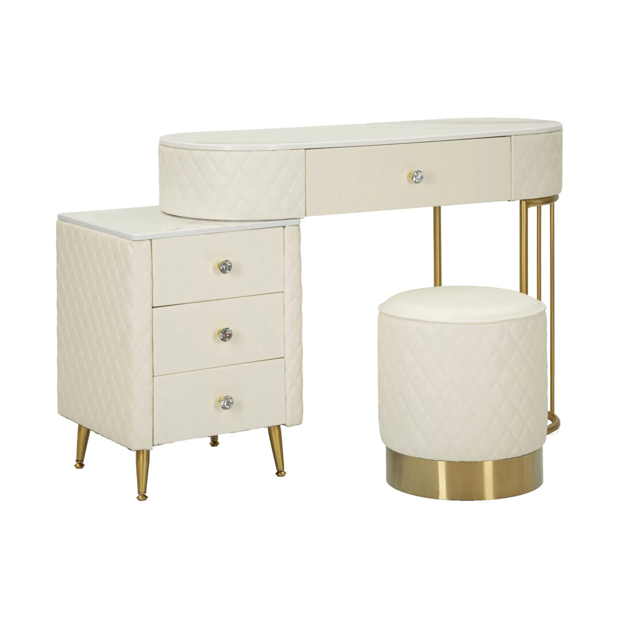 Toeletta Guidobono, 120x40 h75 cm, Bianco e Oro<Dmora Online