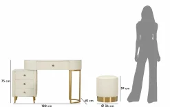 Toeletta Guidobono, 120x40 h75 cm, Bianco e Oro<Dmora Online