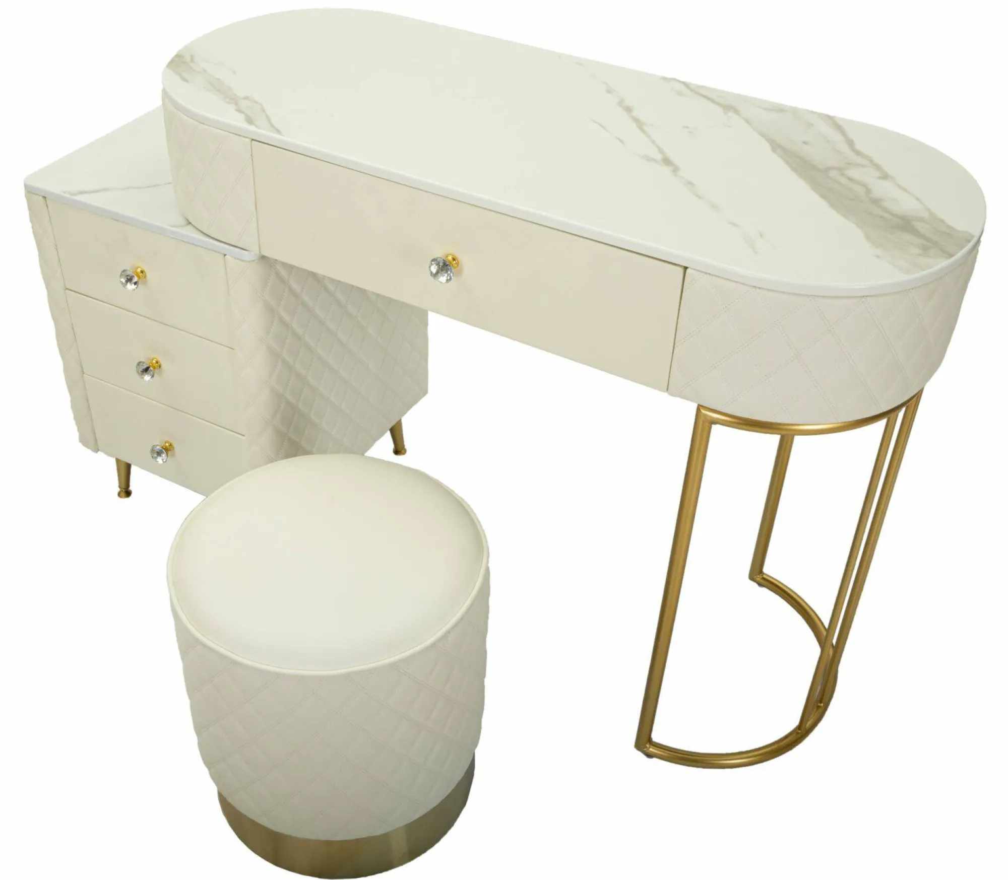 Toeletta Guidobono, 120x40 h75 cm, Bianco e Oro<Dmora Online