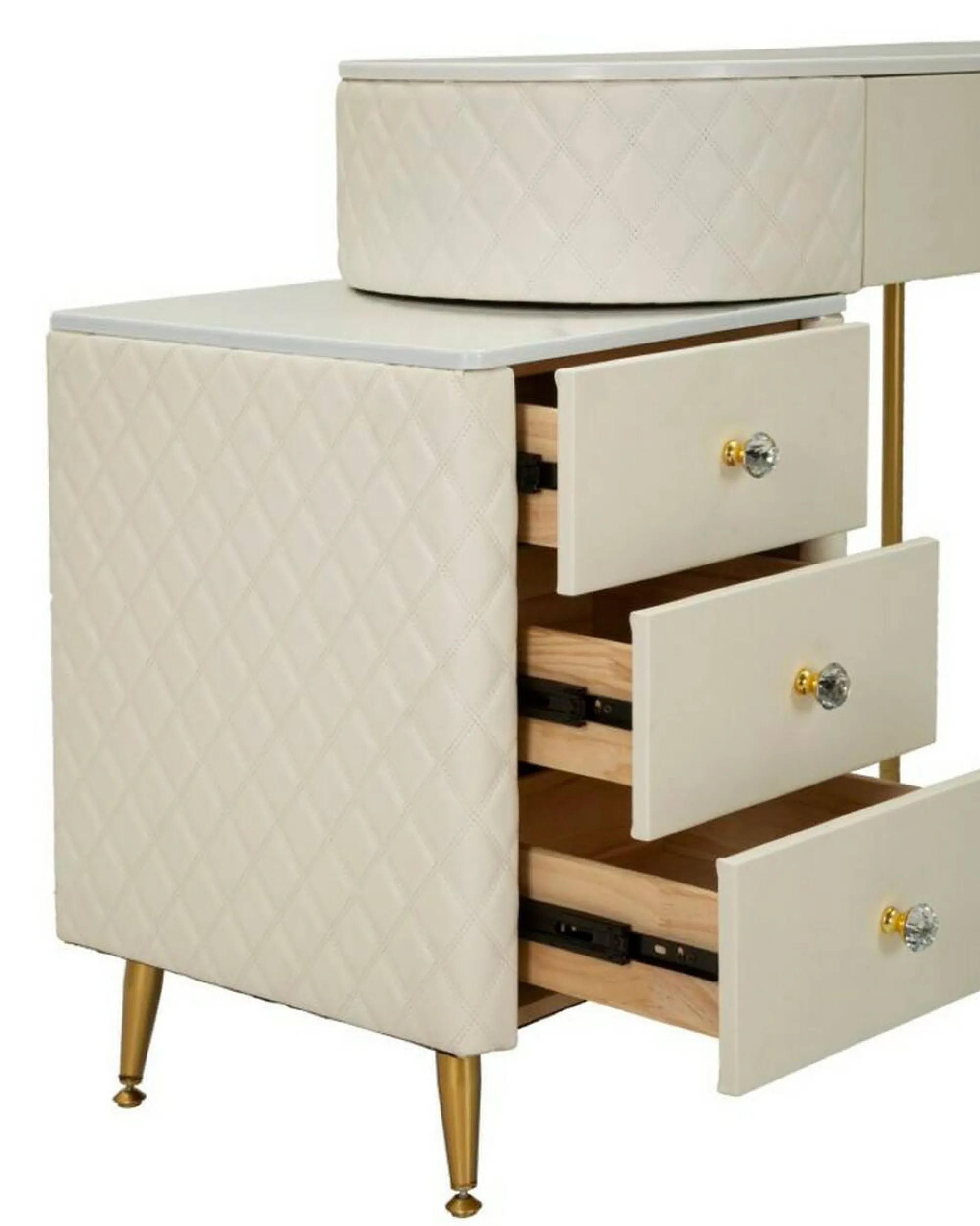 Toeletta Guidobono, 120x40 h75 cm, Bianco e Oro<Dmora Online