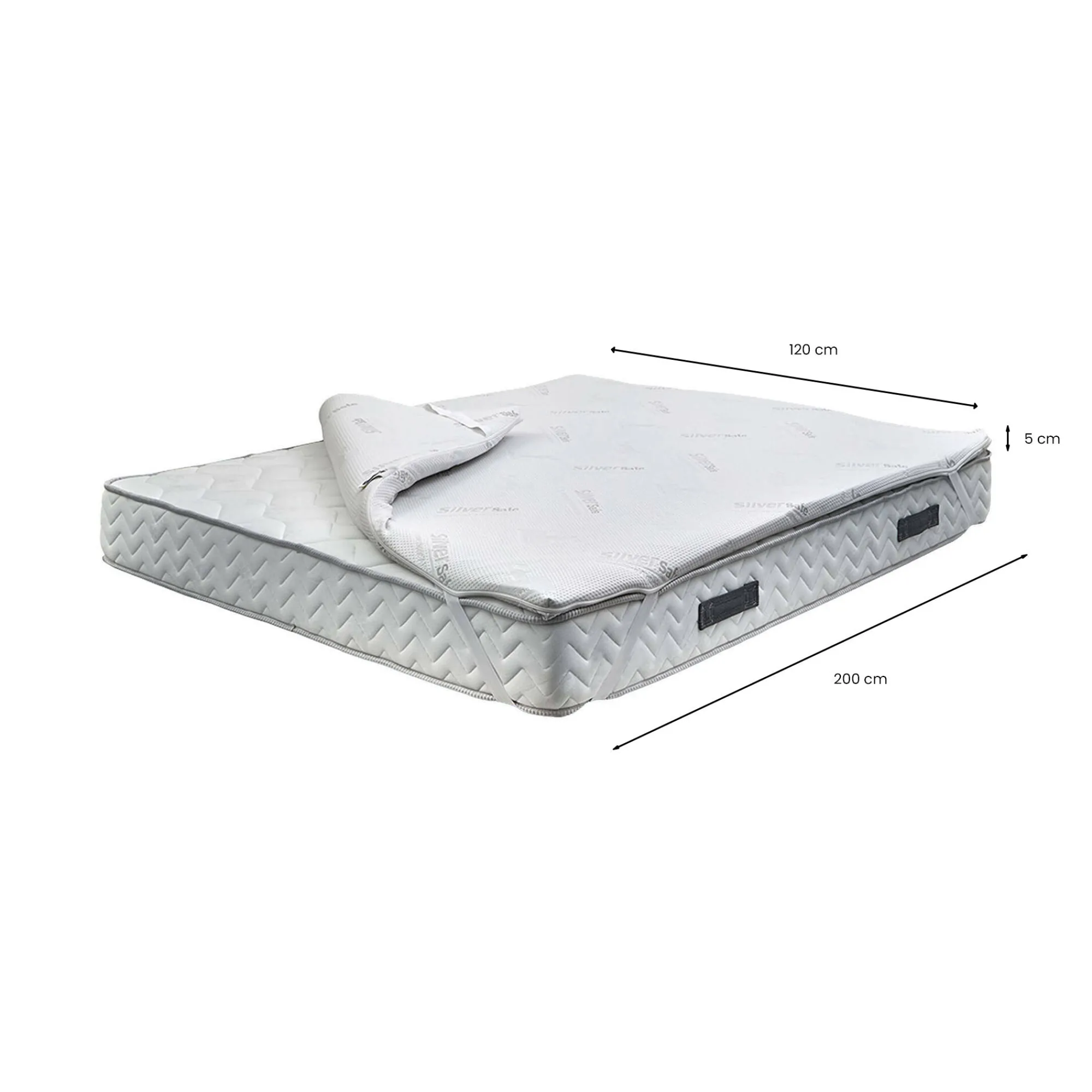 Topper piazza e mezza Astracan, 100% Made in Italy, 120x200xh5 cm<Dmora Discount