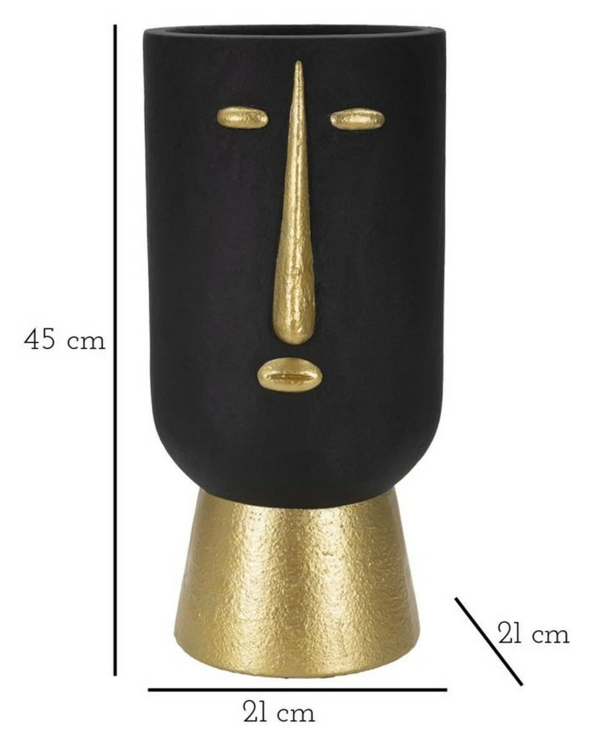 Vaso Hamilton, Nero e Oro, 21x21 h45 cm<Dmora Discount