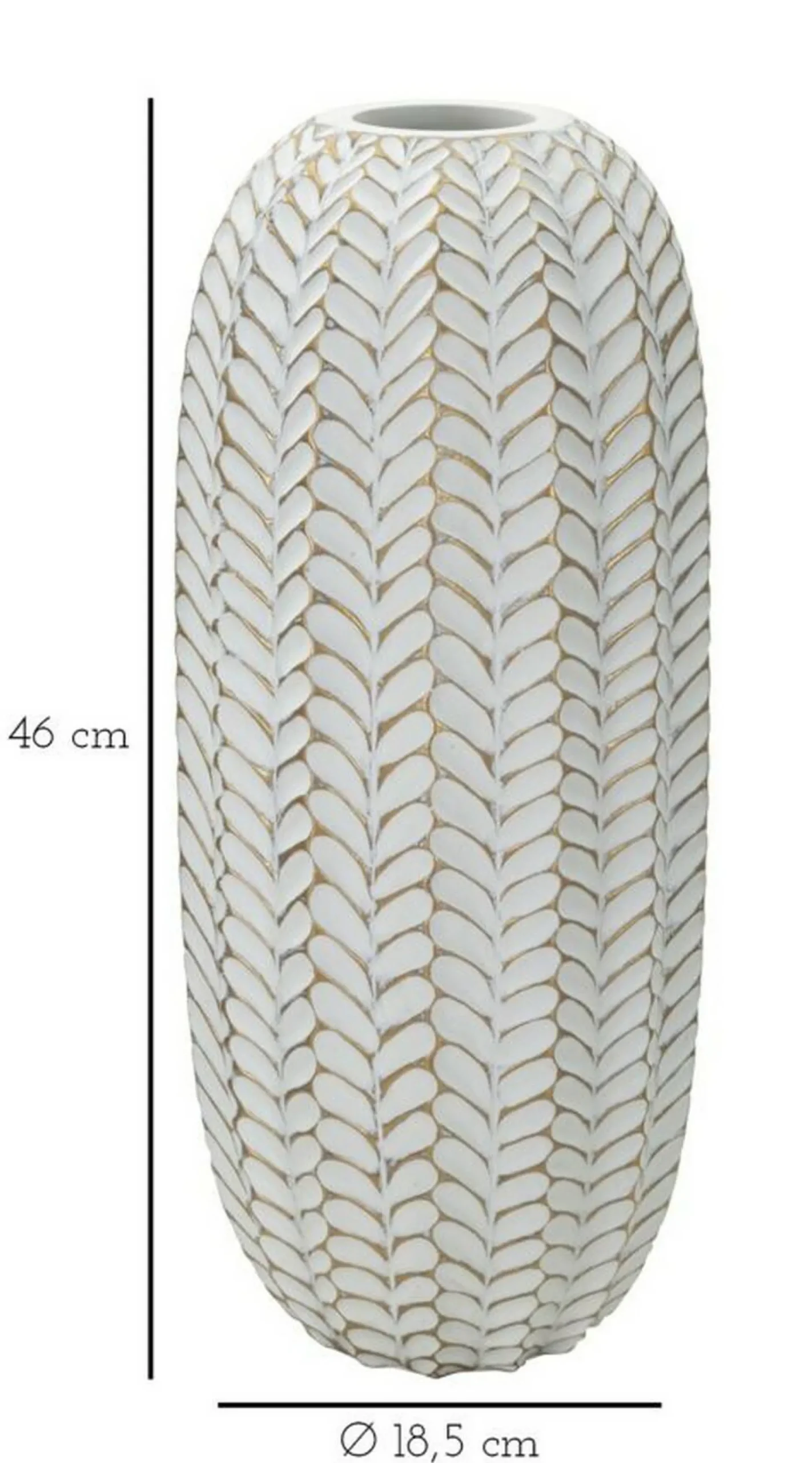 Vaso Whitechapel, Bianco e Oro, 19x19 h46 cm<Dmora Outlet