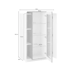 Vetrina Ablaze, cm 80x38h121, Bianco lucido e Ardesia<Dmora Clearance