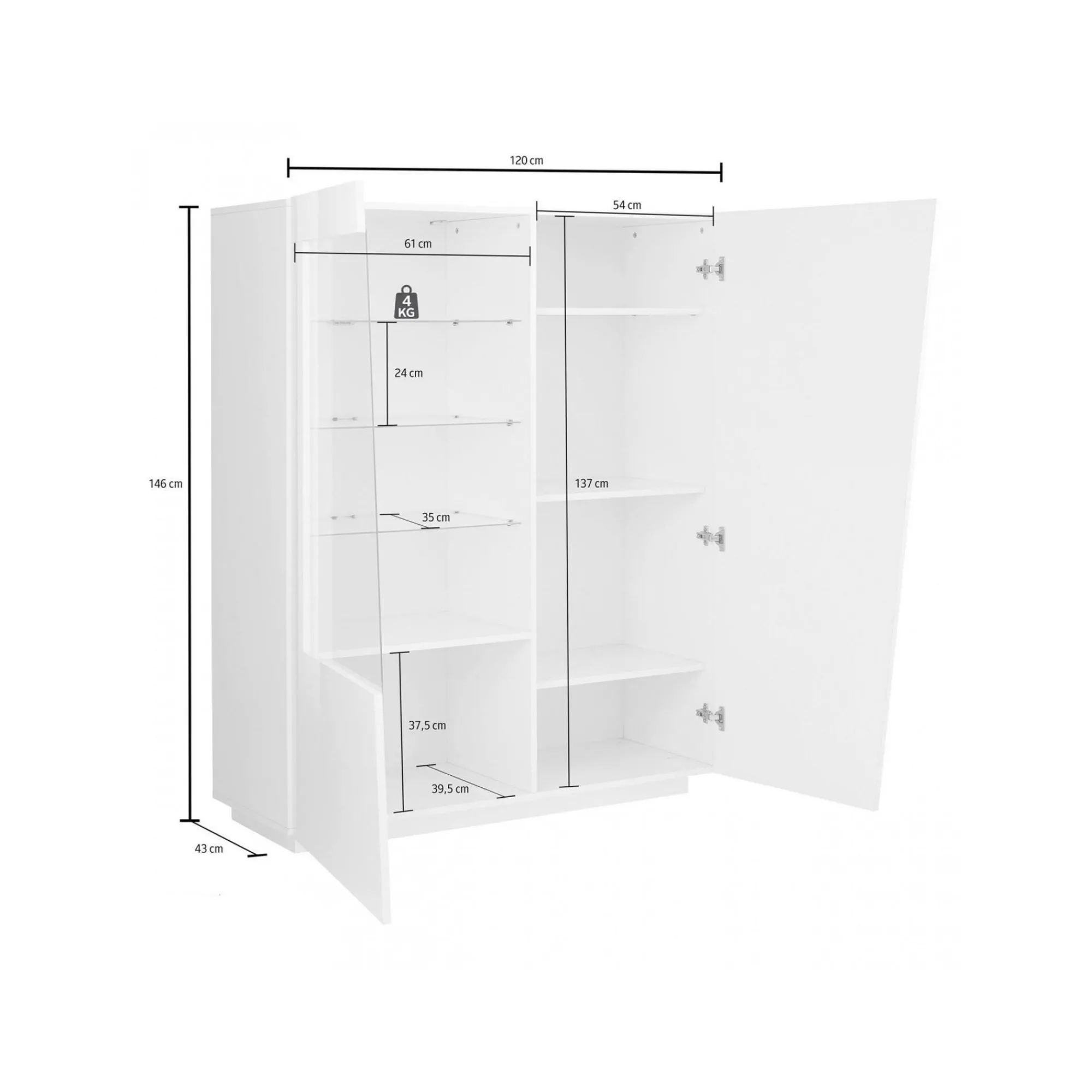 Vetrina Ask, cm 120x43h146,<Dmora Outlet