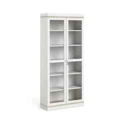 Vetrina Axinte, 89x36 h200 cm, Bianco e Quercia<Dmora Shop