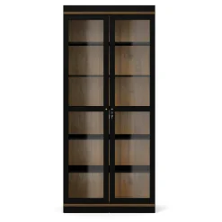 Vetrina Axinte, 89x36 h200 cm, Nero e Noce<Dmora Best Sale