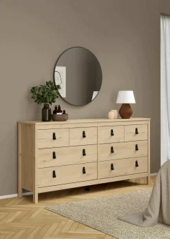 Vetrina Barbata, 40x99 h189 cm, Nero e Quercia<Dmora Outlet