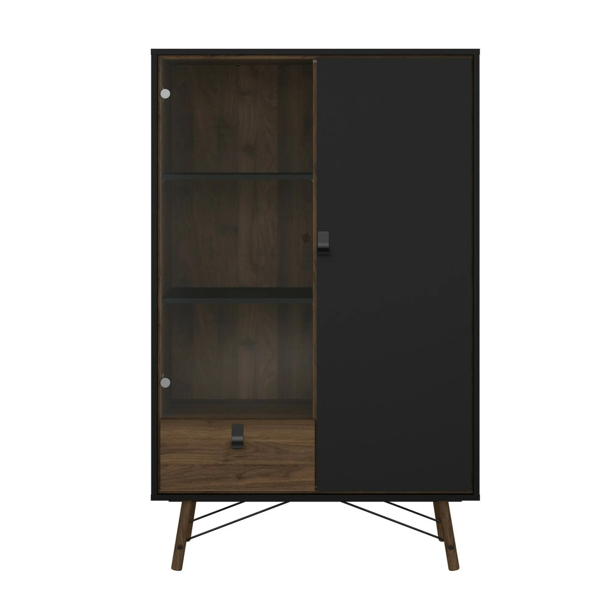 Vetrina Dvell, 40x102 h162 cm, Nero e Noce<Dmora Online