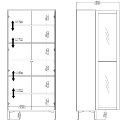 Vetrina Hudhud, 89x36 h203 cm, Bianco e Quercia<Dmora Discount