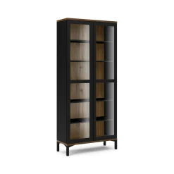 Vetrina Hudhud, 89x36 h203 cm, Nero e Noce<Dmora Cheap
