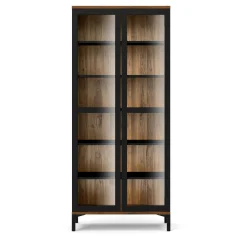 Vetrina Hudhud, 89x36 h203 cm, Nero e Noce<Dmora Cheap