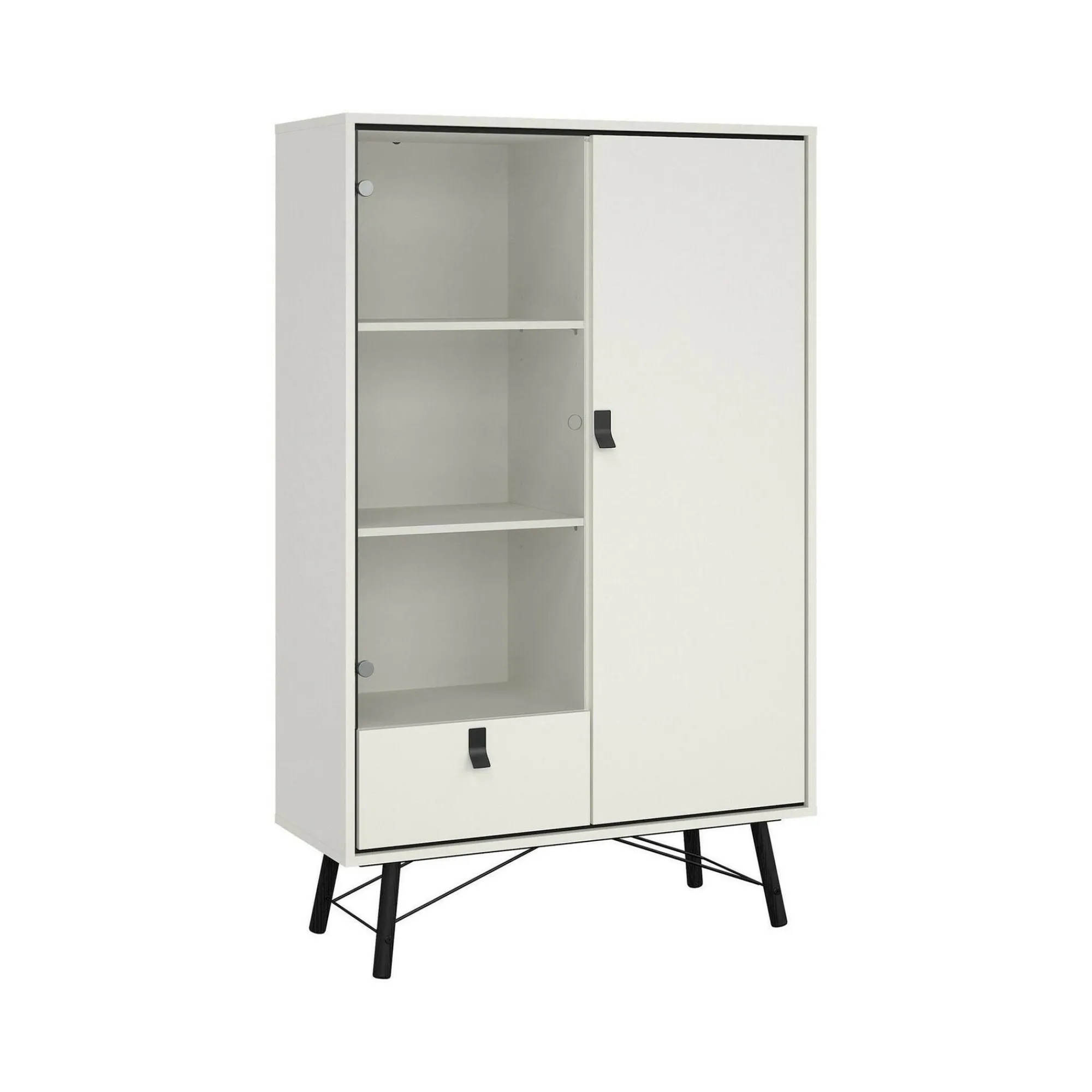 Vetrina Mora, 40x102 h162 cm, Bianco e Nero<Dmora Cheap
