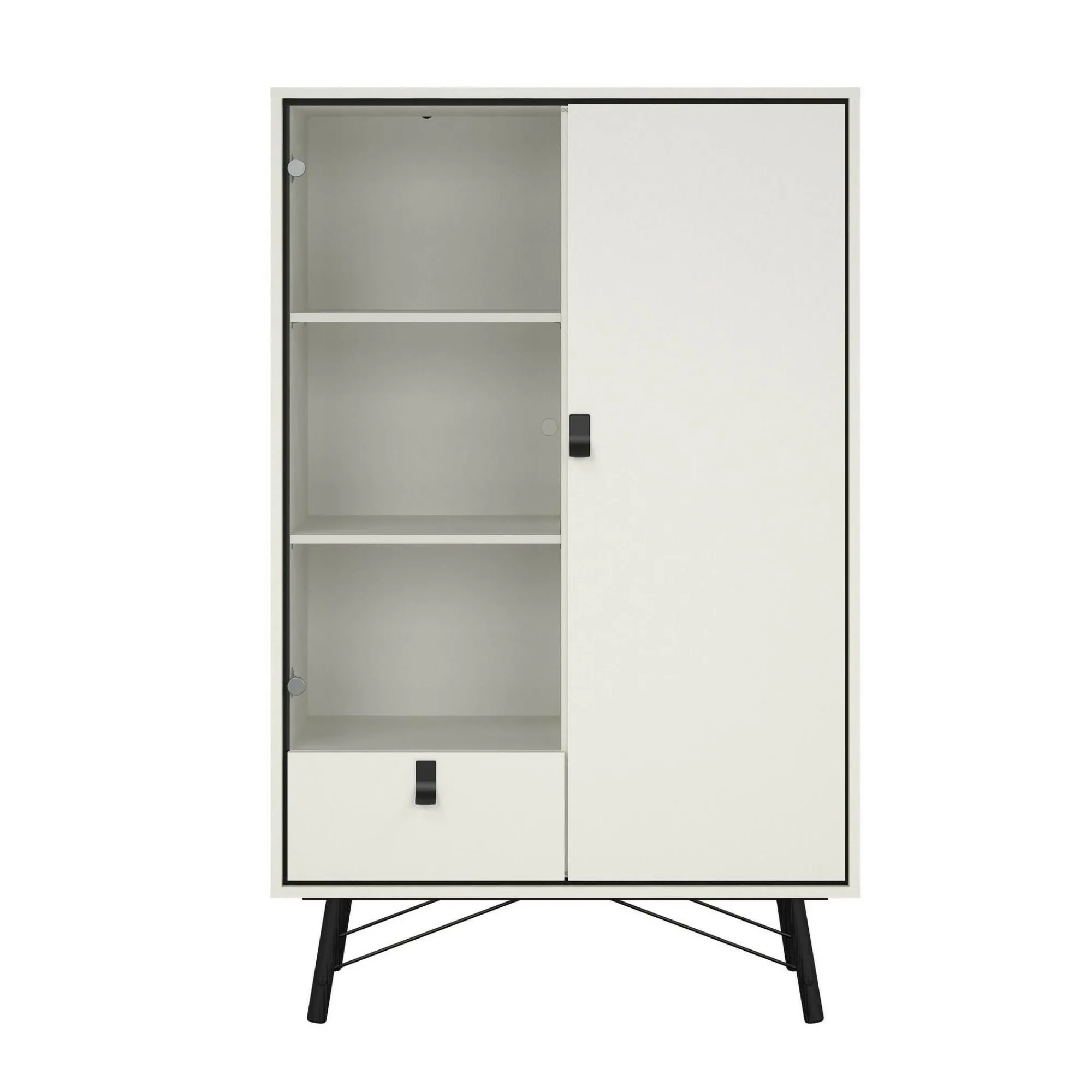 Vetrina Mora, 40x102 h162 cm, Bianco e Nero<Dmora Cheap