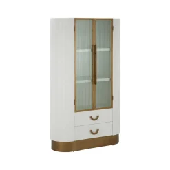 Vetrina Sable, 85x40 h160 cm, Bianco e Marrone<Dmora New