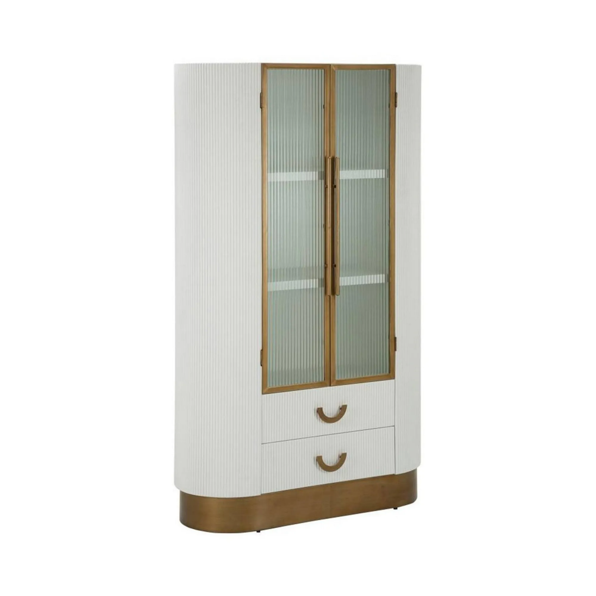 Vetrina Sable, 85x40 h160 cm, Bianco e Marrone<Dmora New