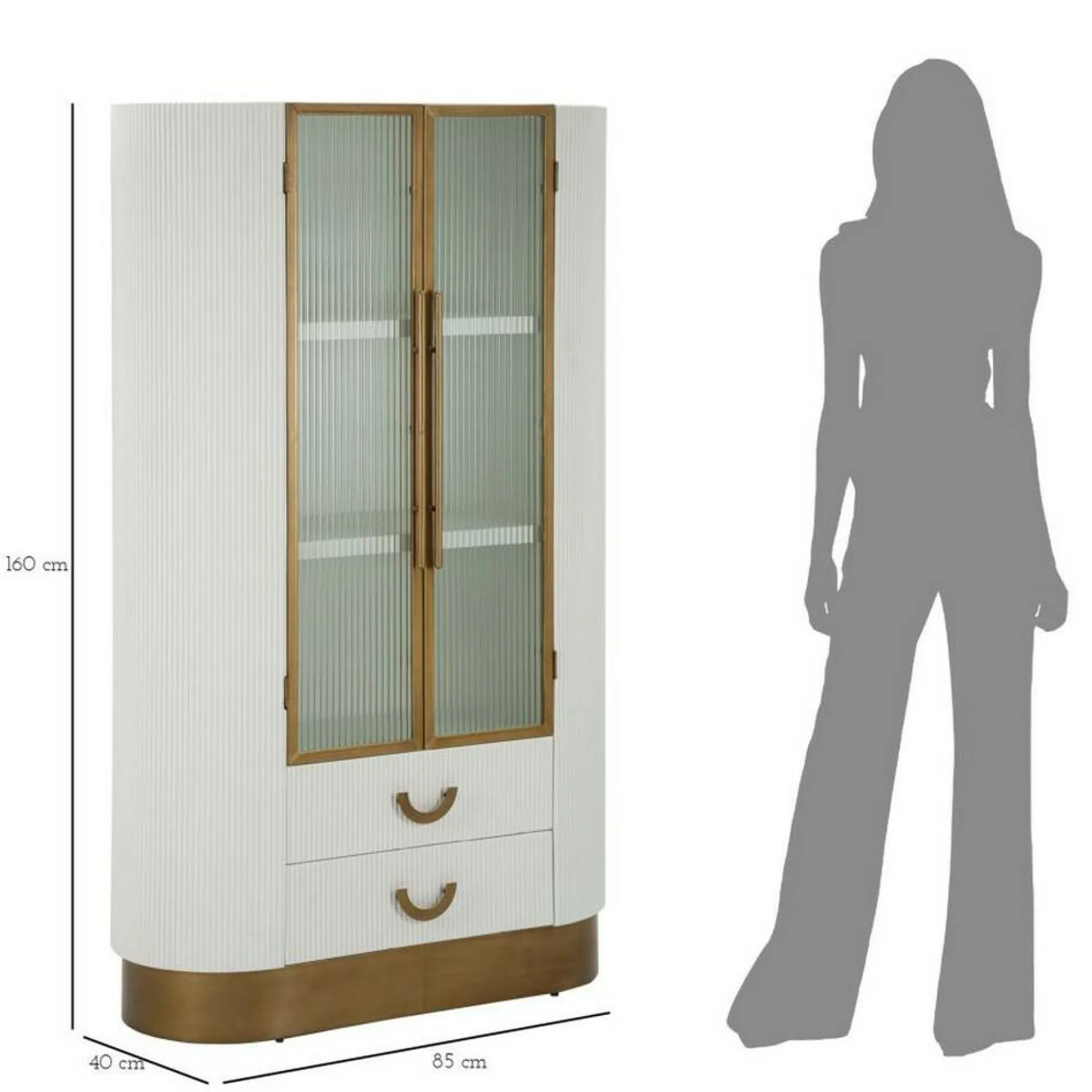 Vetrina Sable, 85x40 h160 cm, Bianco e Marrone<Dmora New