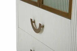 Vetrina Sable, 85x40 h160 cm, Bianco e Marrone<Dmora New